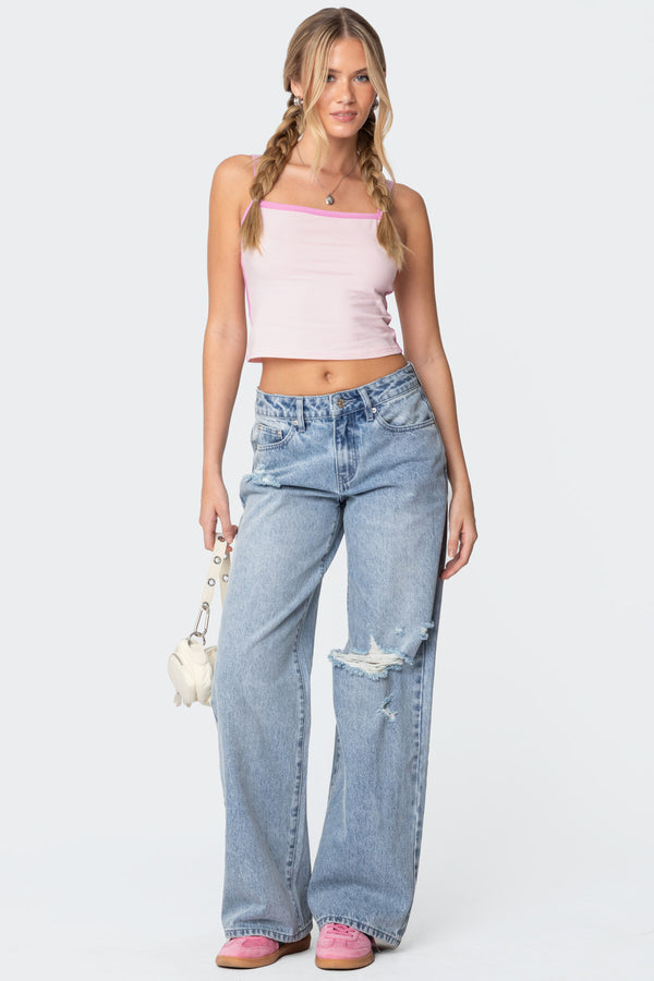 Edikted Francesca Contrast Tank Top Pink