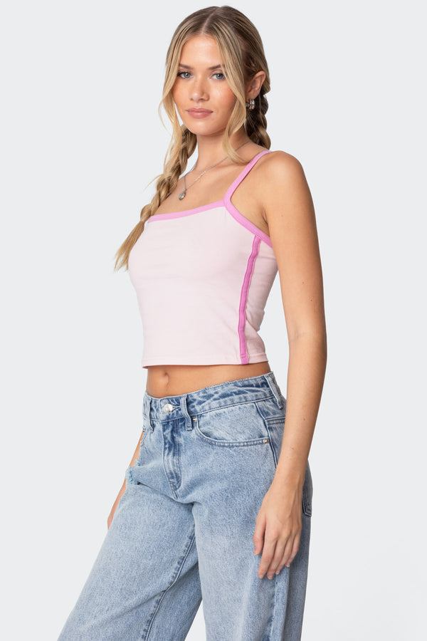 Edikted Francesca Contrast Tank Top Pink