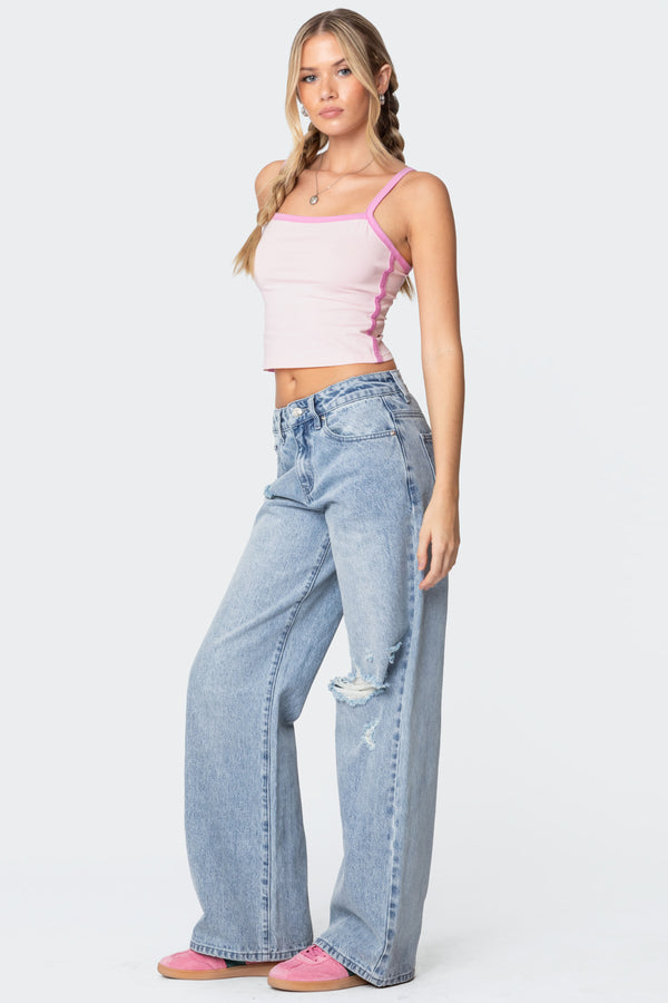 Edikted Francesca Contrast Tank Top Pink