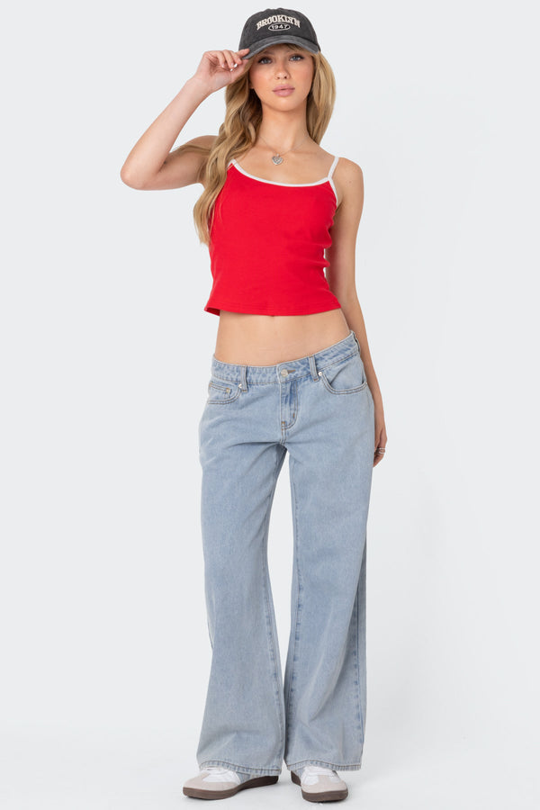 Edikted Franky Ribbed Contrast Tank Top Red