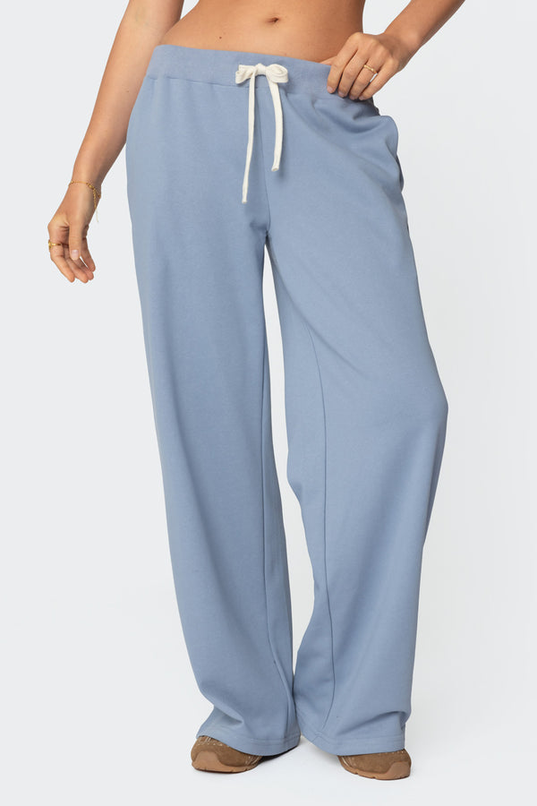 Edikted French Terry Straight Leg Sweatpants Blue