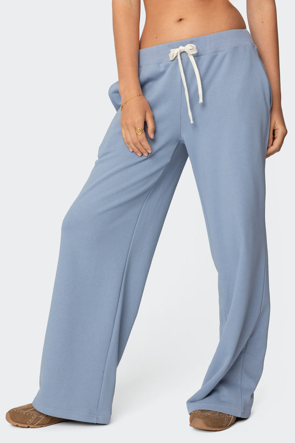 Edikted French Terry Straight Leg Sweatpants Blue