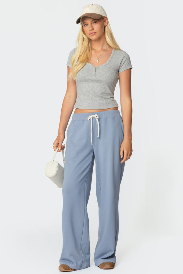 edikted French Terry Straight Leg Sweatpants blue