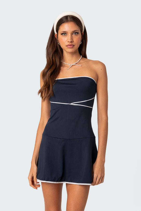 Edikted Freya Contrast Mini Dress Navy