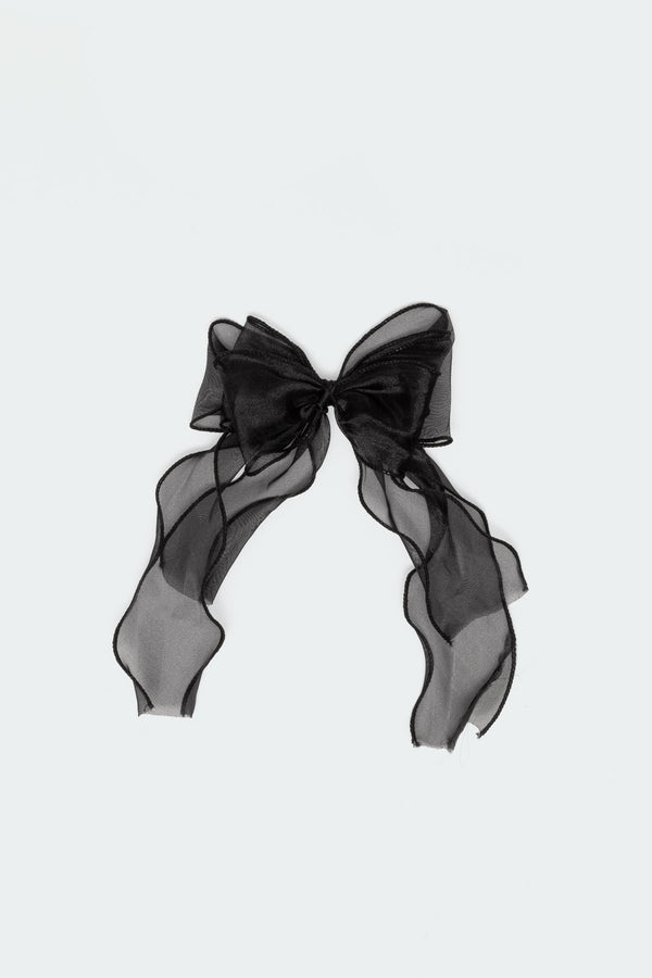 Edikted Frilled Bow Hair Clip Black