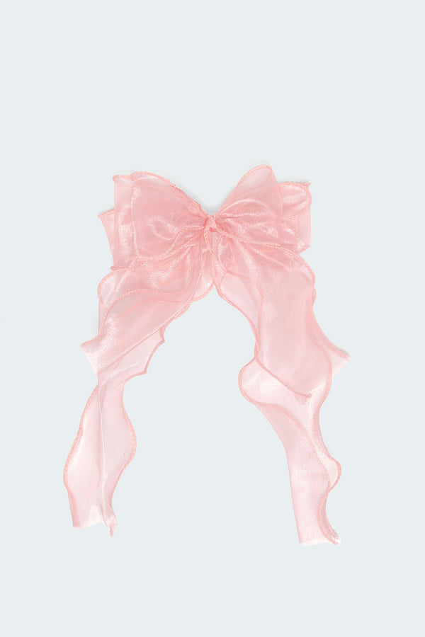 Edikted Frilled Bow Hair Clip Pink