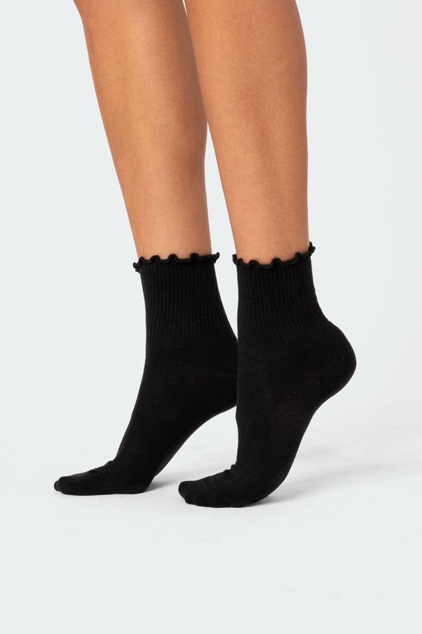 edikted Frilled Hem Socks black