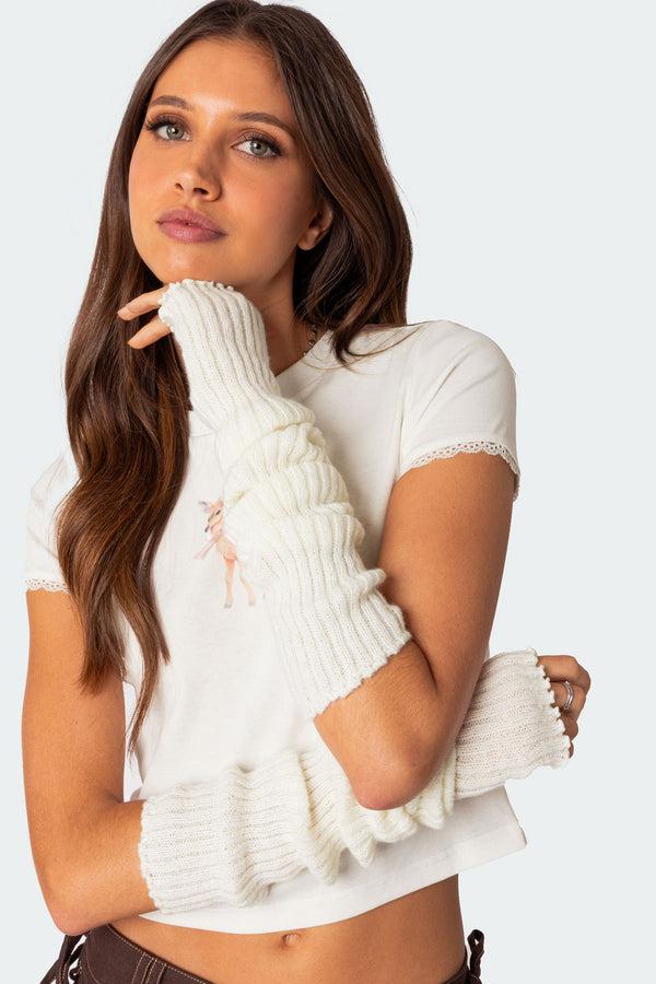 edikted Frosty Arm Warmers white