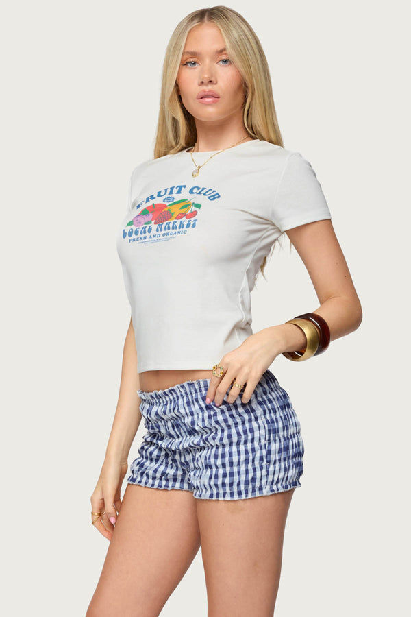 Edikted Fruit Club Graphic T Shirt White