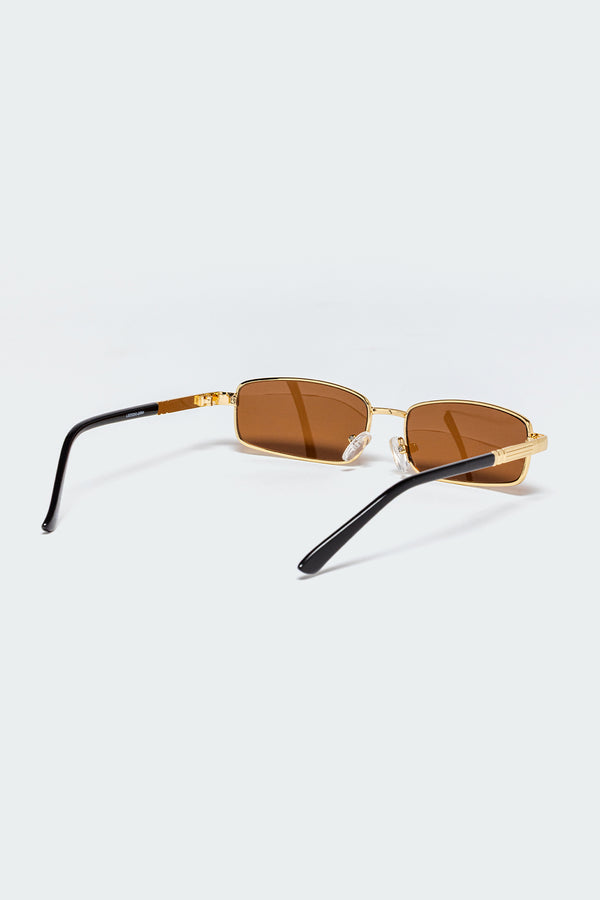 Edikted Galvin Rectangle Sunglasses Gold