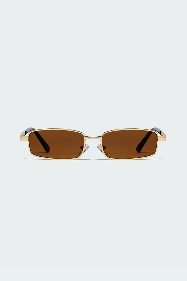 Edikted Galvin Rectangle Sunglasses Gold