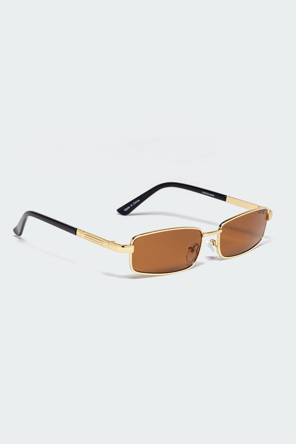 Edikted Galvin Rectangle Sunglasses Gold