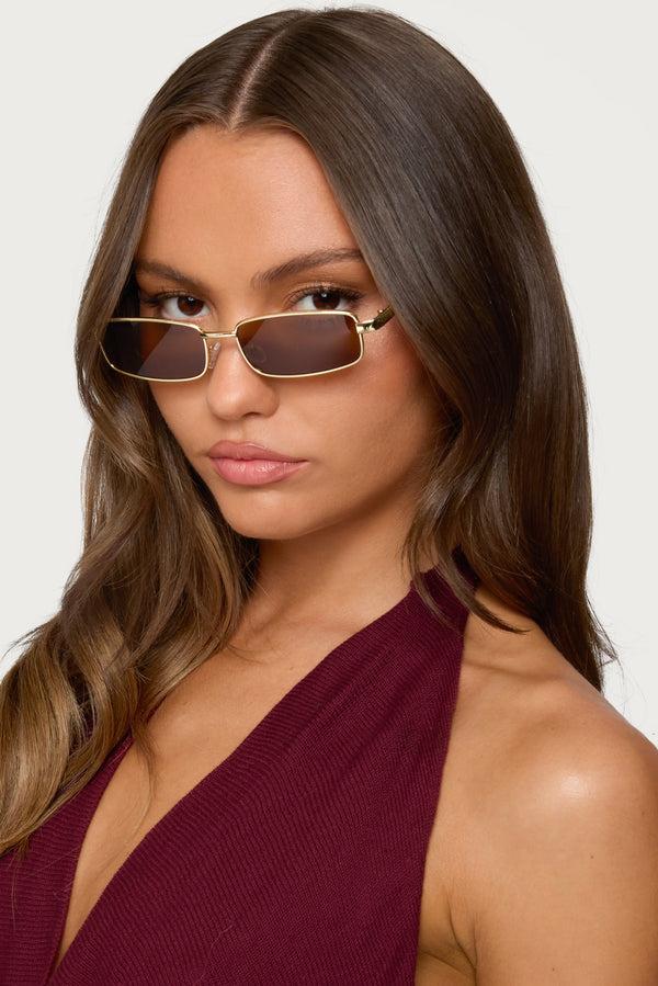 edikted Galvin Rectangle Sunglasses gold