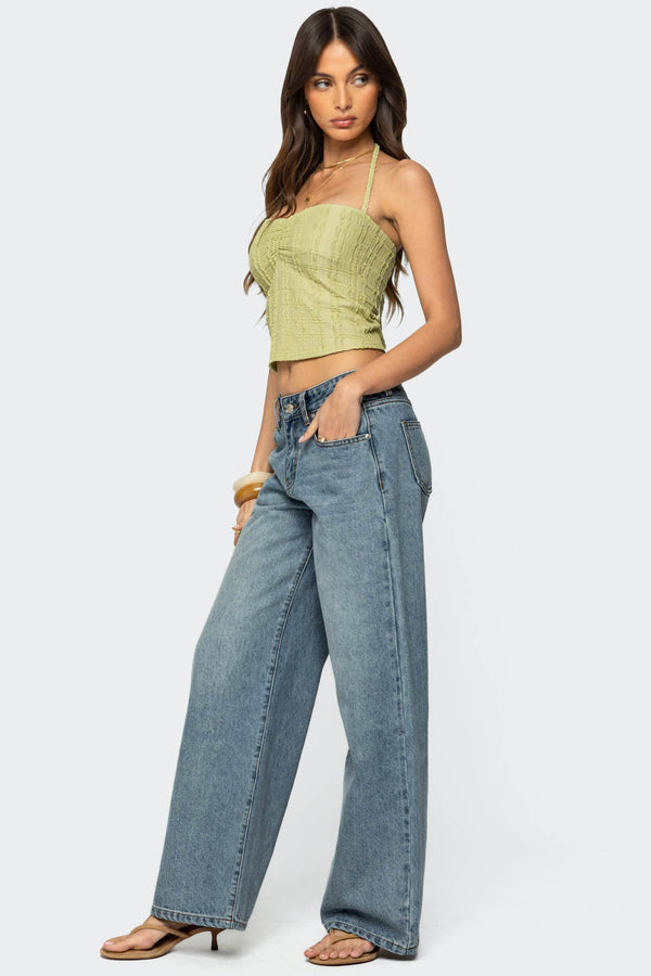 Edikted Galya Textured Halter Top Sage