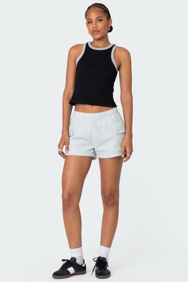 Edikted Garnet Cargo Sweat Shorts Light Gray