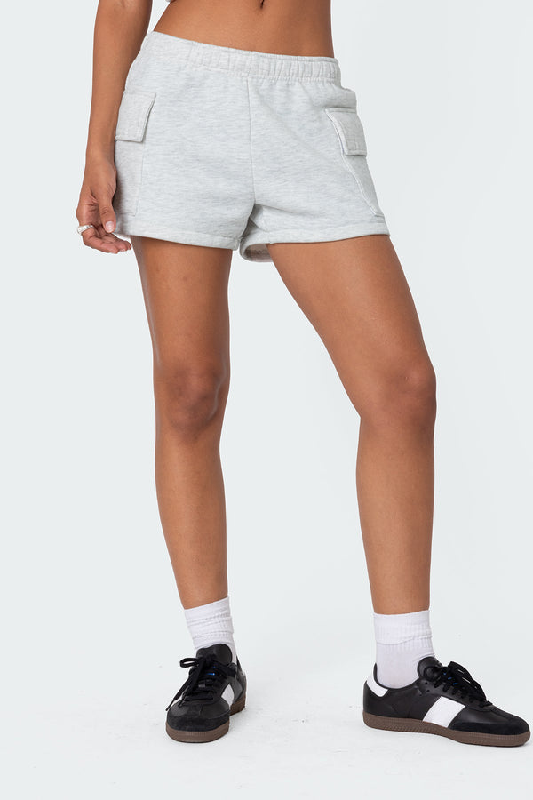 Edikted Garnet Cargo Sweat Shorts Light Gray