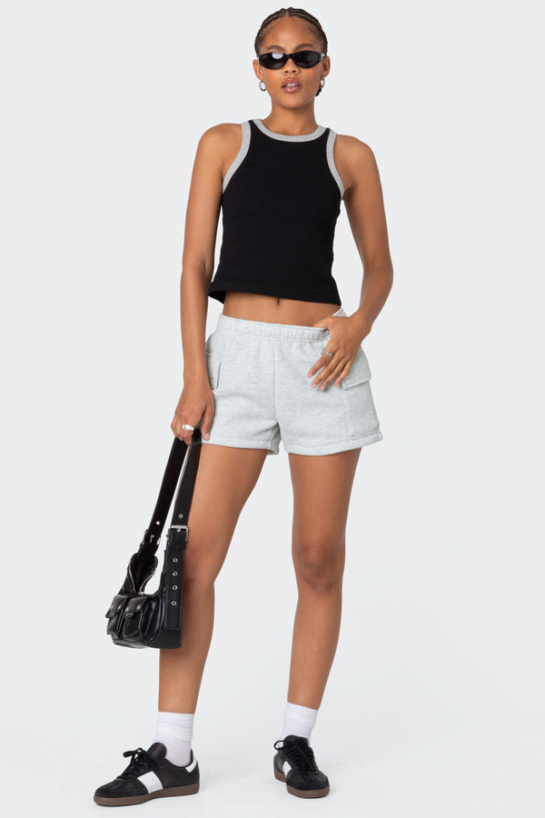 edikted Garnet Cargo Sweat Shorts light gray