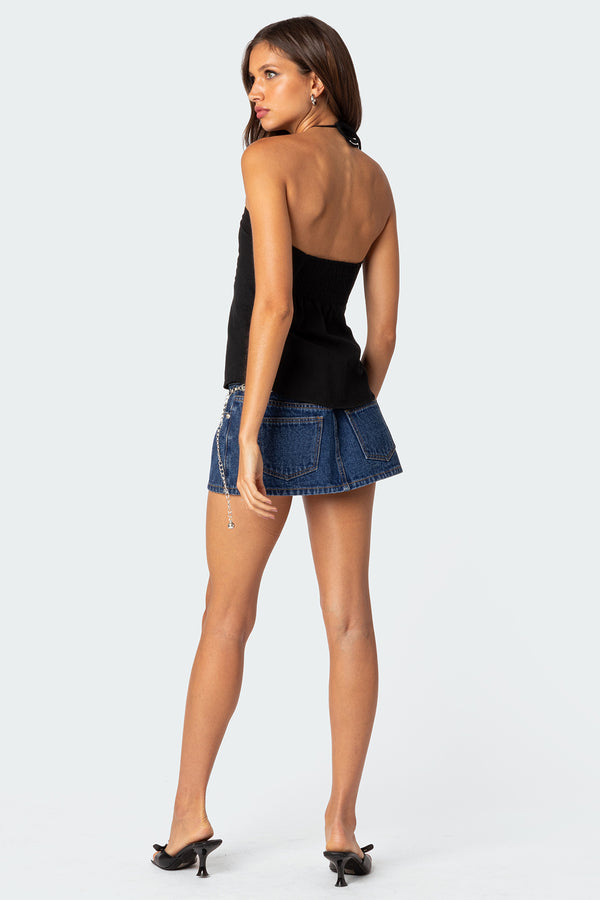 Edikted Gathered Split Front Top Black