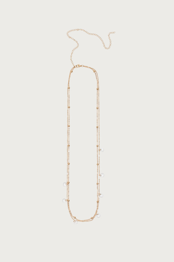 Edikted Gem & Bead Double Belly Chain Gold