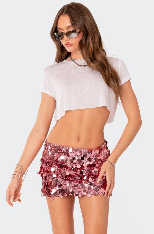 edikted Gemini Cropped T Shirt white