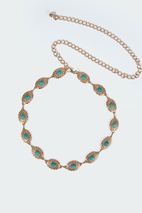 Edikted Gemstone Pendant Belt Gold