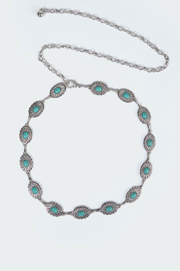 edikted Gemstone Pendant Belt silver