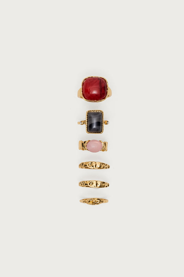 Edikted Gemstone Ring Pack Gold