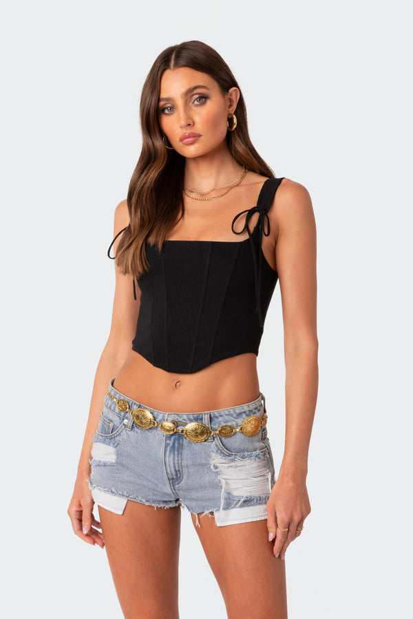 Edikted Genevive Woven Stretch Corset Black