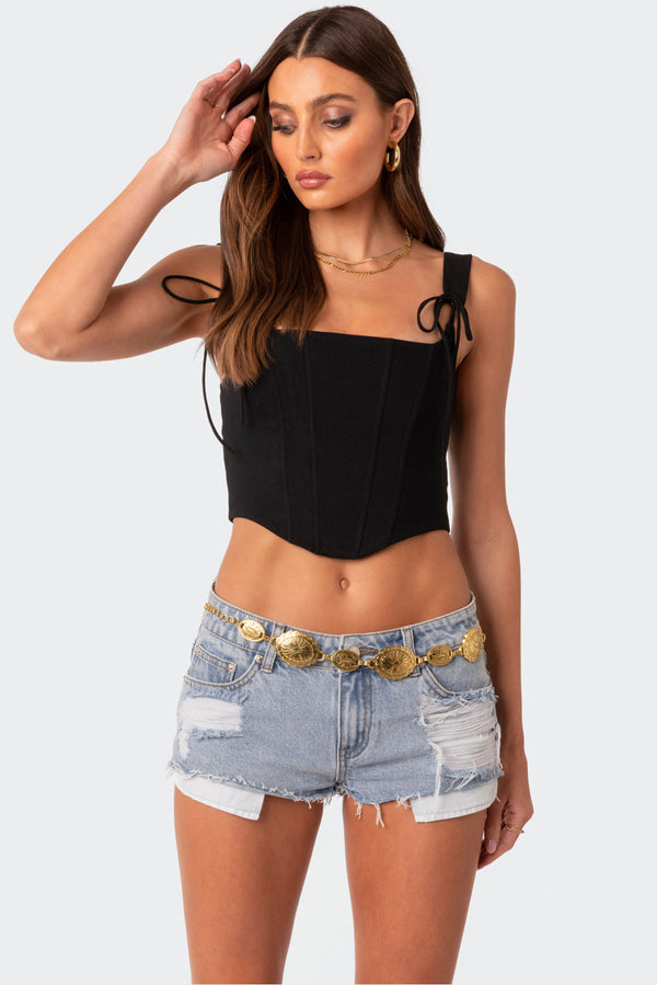 edikted Genevive Woven Stretch Corset black