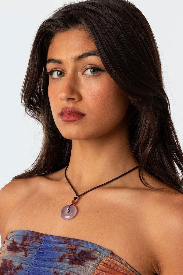 edikted Genie Stone Pendant Cord Necklace mix