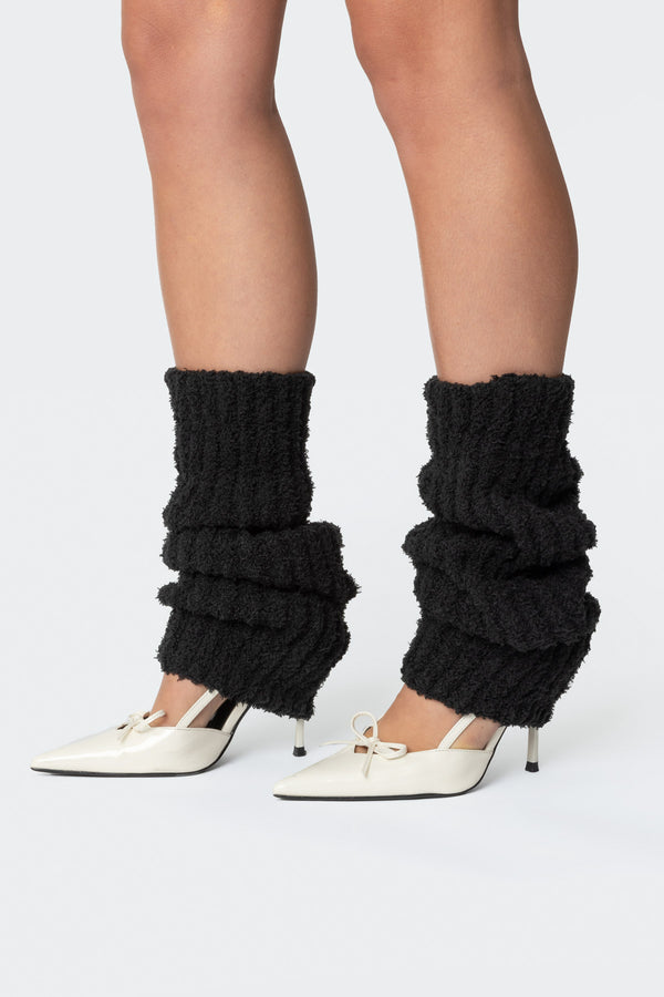 edikted Get Cozy Leg Warmers black