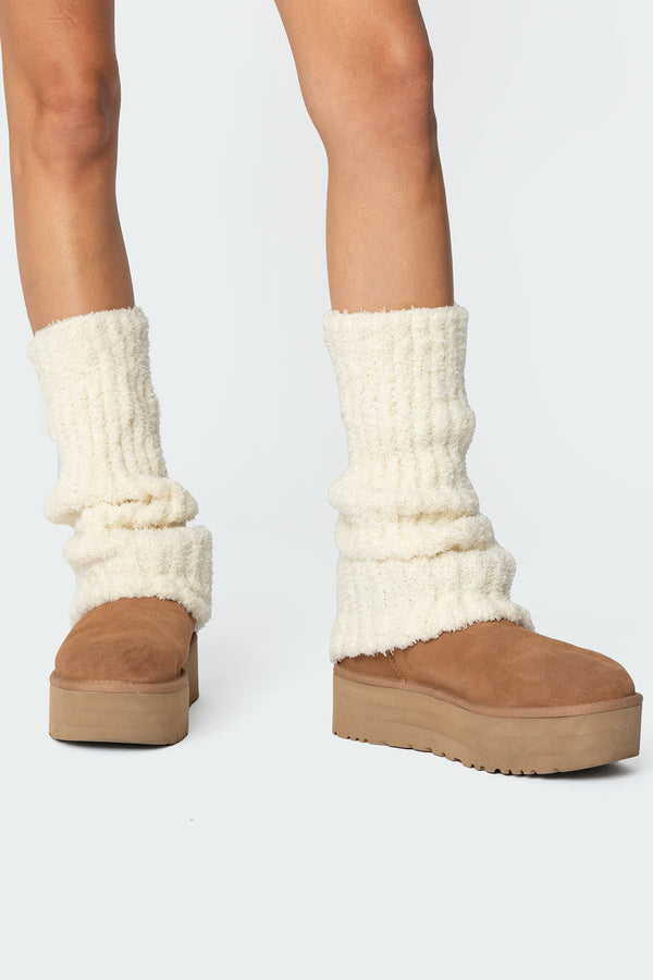 Edikted Get Cozy Leg Warmers Cream