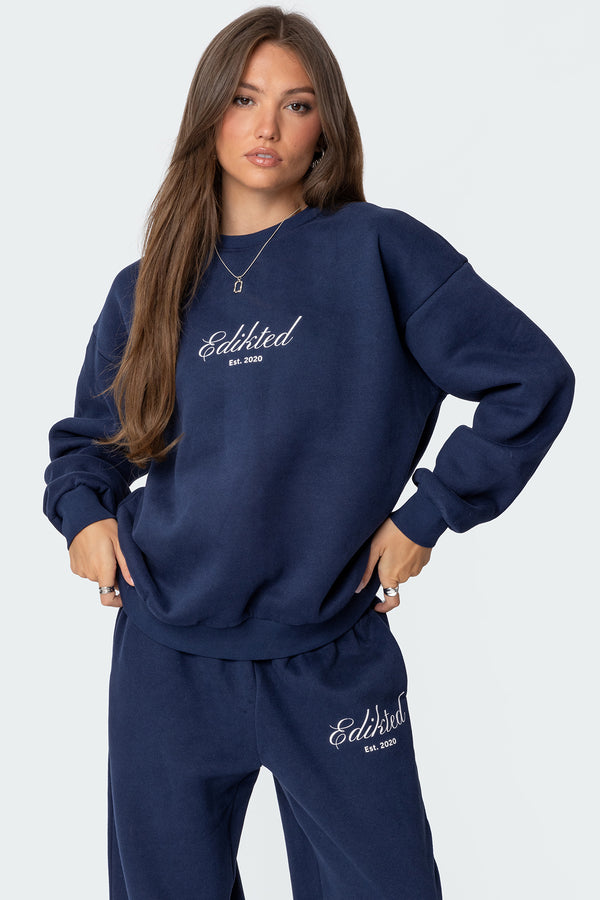 Edikted Get Edikted Sweatshirt Navy