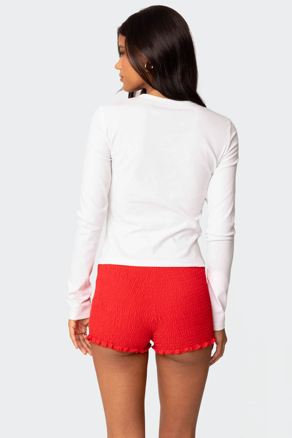 Edikted Get Lucky Long Sleeve T Shirt White