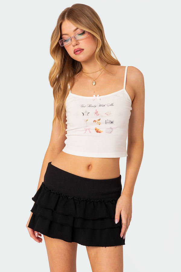 edikted Get Ready Graphic Tank Top white