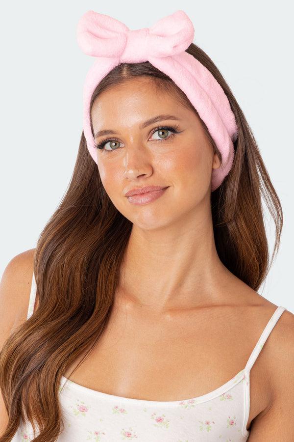 Edikted Get Unready Fluffy Bow Headband Pink