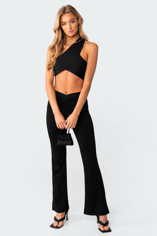 edikted Gina Gathered V-Cut Pants black