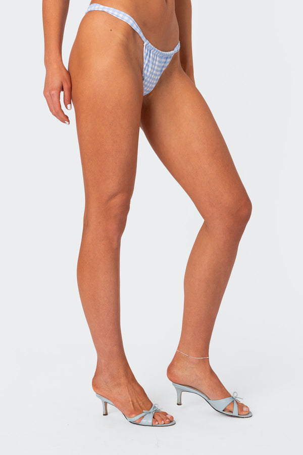 Edikted Gingham Bikini Bottom Blue And White