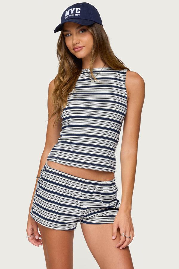 Edikted Glennon Striped Top Navy