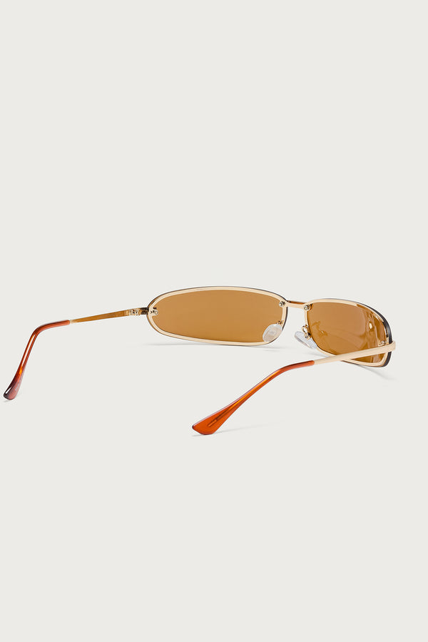 Edikted Golden Era Oval Sunglasses Brown