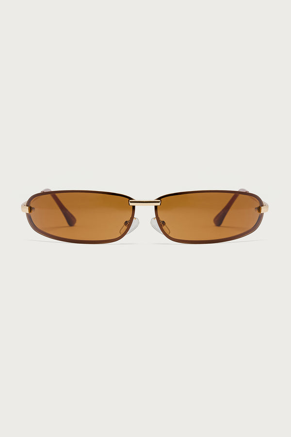 Edikted Golden Era Oval Sunglasses Brown