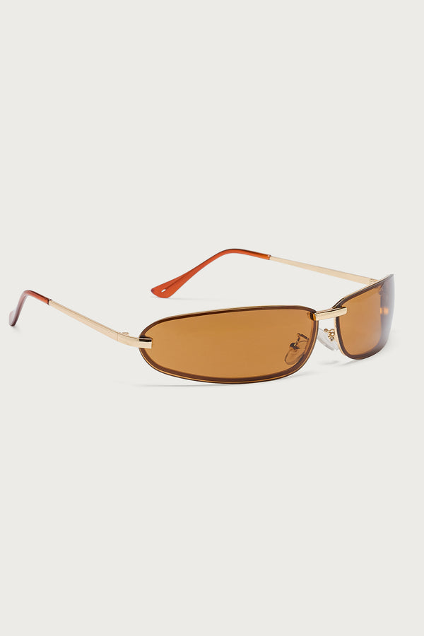 Edikted Golden Era Oval Sunglasses Brown