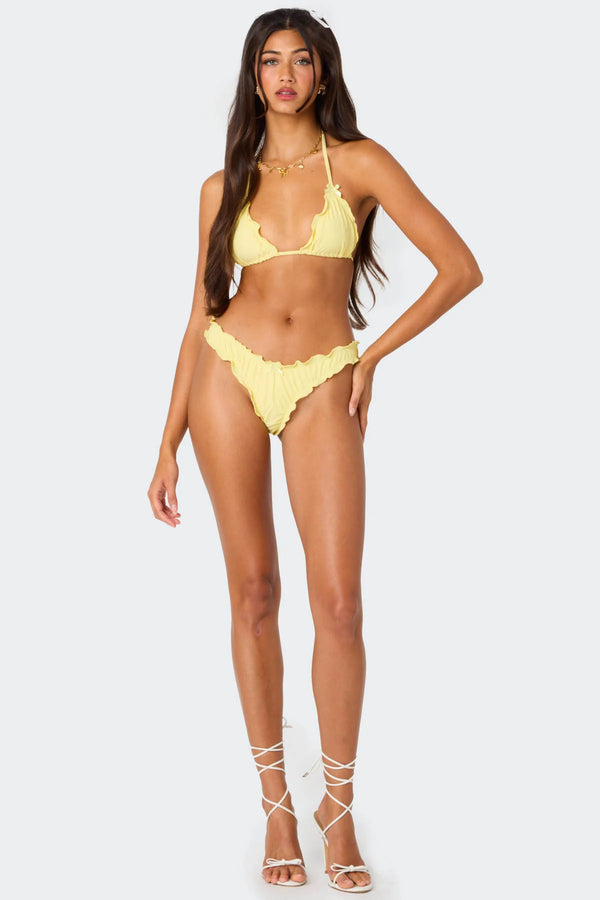edikted Golden Ruffle Edge Bikini Bottom yellow