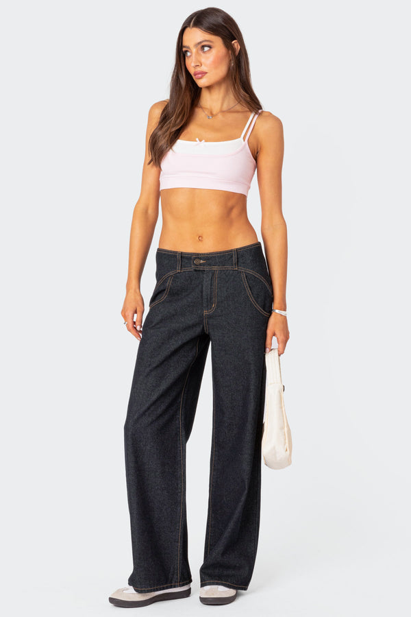 Edikted Gracie Layered Bra Top Light Pink