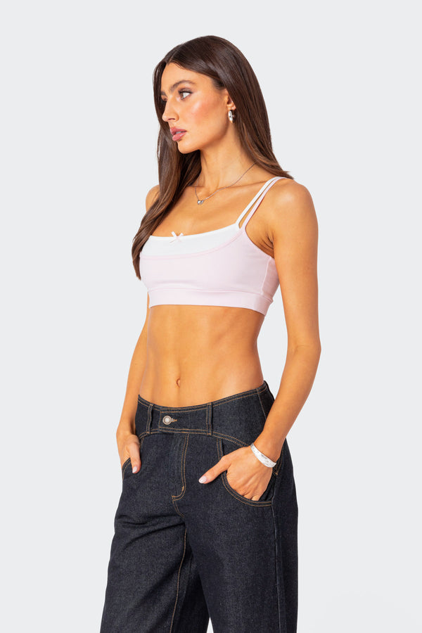 Edikted Gracie Layered Bra Top Light Pink
