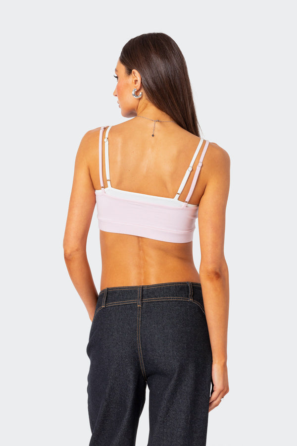 Edikted Gracie Layered Bra Top Light Pink