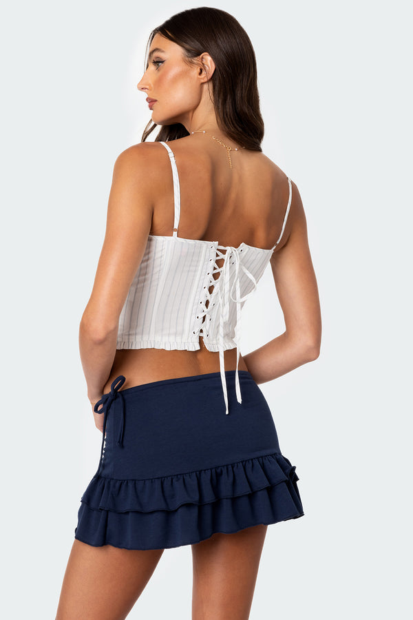 Edikted Greca Striped Poplin Corset White And Blue