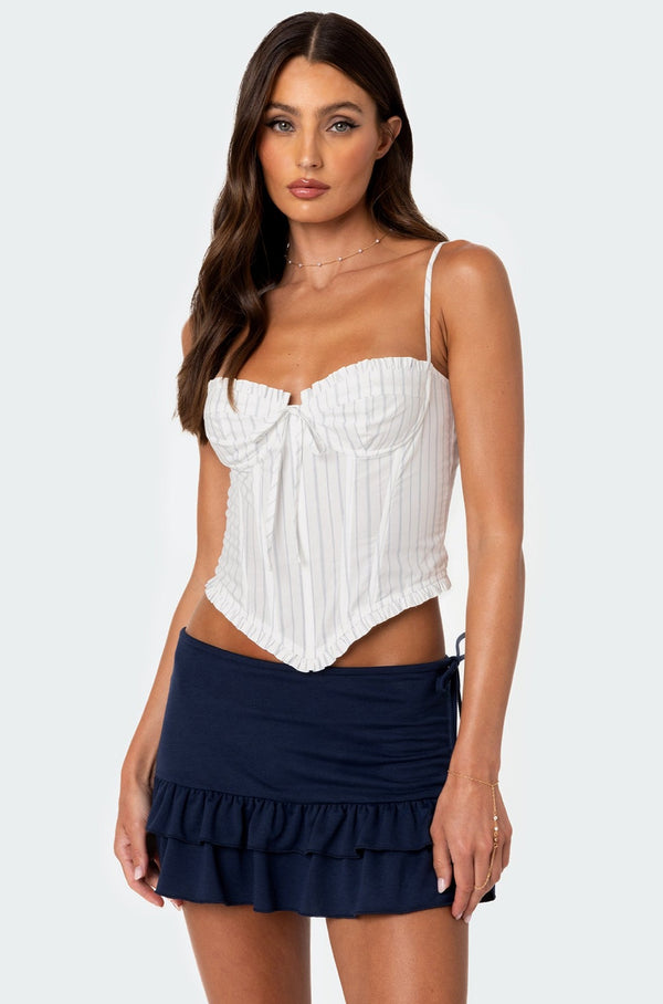 edikted Greca Striped Poplin Corset white and blue