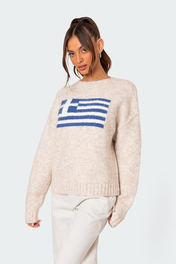 Edikted Greece Oversized Chunky Knit Sweater Stone