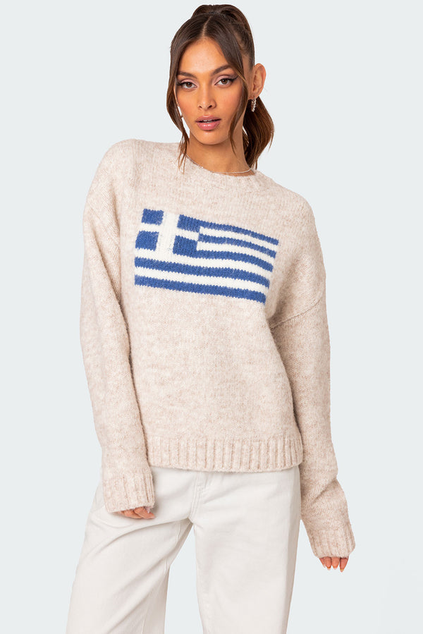 edikted Greece Oversized Chunky Knit Sweater stone